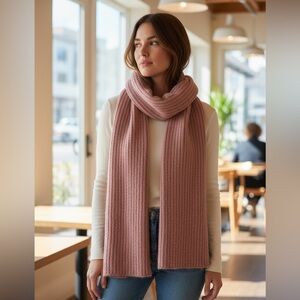 Scotch & Soda Dusty Pink Ribbed Knit Scarf
